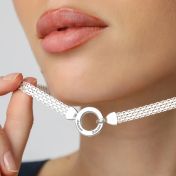 ファミリーサークルヘリンボーン名入れネックレス［スターリングシルバー］