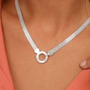 ファミリーサークルヘリンボーン名入れネックレス［スターリングシルバー］