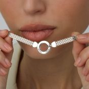 ファミリーサークルヘリンボーン名入れネックレス［スターリングシルバー］