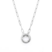 家族サークルリンクチェーン名入れネックレス・ダイアモンド付き［スターリングシルバー］