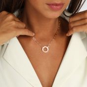 家族サークルリンクチェーン名入れネックレス［１８Kローズゴールドメッキ］