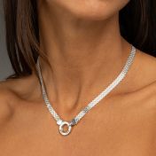 ファミリーサークルヘリンボーン名入れネックレス［スターリングシルバー］