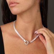 ファミリーサークルヘリンボーン名入れネックレス［スターリングシルバー］