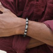 ファミリーツリー黒いオニクスメンズ名入れブレスレット