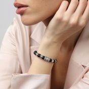 ファミリーツリー黒いオニクス名入れレディースブレスレット[スターリングシルバー]