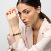 ファミリーツリー黒いオニクス名入れレディースブレスレット[スターリングシルバー]