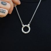 父親のビッグサークルボックスチェーン名入れメンズネックレス［スターリングシルバー］