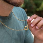 父親のサークルボックスチェーン名入れメンズネックレス［18Kゴールドメッキ］