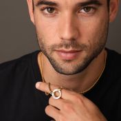 父親のサークルボックスチェーン名入れメンズネックレス［18Kゴールドメッキ］