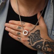 Father's Circle Custom Necklace For Men in 925 Sterling Silver  