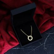 父親のサークルボックスチェーン名入れメンズネックレス［18Kゴールドメッキ］