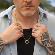 Name Necklace For Men with  18K Circle Pendant comes with box chain 