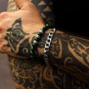 マラカイト名入れメンズブレスレット