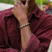 ハムサグリーンタイガー・メンズ名入れブレスレット