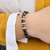 グリーンのタイガーアイ名入れレーデイスブレスレット [スターリングシルバー]