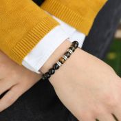 グリーンのタイガーアイ名入れレーデイスブレスレット [スターリングシルバー]