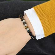 グリーンのタイガーアイ名入れレーデイスブレスレット [スターリングシルバー]