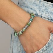 コンパストルコ石レーデイス名入れブレスレット［スターリングシルバー］