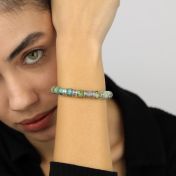 コンパストルコ石レーデイス名入れブレスレット［スターリングシルバー］