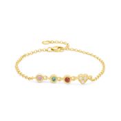 魔法のスターズ誕生石ハートブレスレット［１８Kゴールドメッキ］