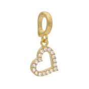 クリスタル付きハートチャーム［ゴールドメッキ］