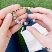 ピカソジャスパーレディース名入れブレスレット[スターリングシルバー]