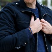 クラシックラピスラズリメンズ名入れブレスレット・スターリングシルバー