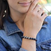 溶岩石とラピス名入れレーデイスブレスレット［スターリングシルバー］