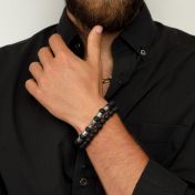 イーヴルアイ火山岩メンズ名入れブレスレット