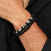 イーヴルアイ火山岩メンズ名入れブレスレット
