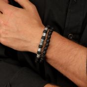 イーヴルアイ火山岩メンズ名入れブレスレット