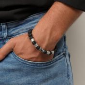 ハムサ火山岩メンズ名入れブレスレット