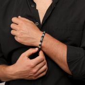 ハムサ火山岩メンズ名入れブレスレット