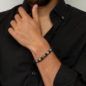 ハムサ火山岩メンズ名入れブレスレット