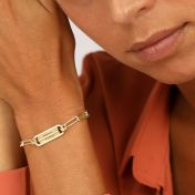 リンクチェーンバー刻印ブレスレット [１８Kゴールドヴェルメイユ]