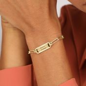 リンクチェーンバー刻印ブレスレット [１８Kゴールドヴェルメイユ]