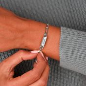 リンクチェーン ヘキサバー 刻印入れブド ブレスレット・モアッサナイト ［スターリングシルバー］