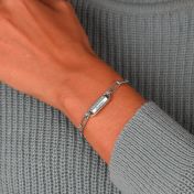 リンクチェーン ヘキサバー 刻印入れブド ブレスレット・モアッサナイト ［スターリングシルバー］