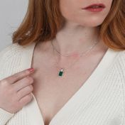 自然に触れ合いマラカイトネックレス ・ 垂直 [スターリングシルバー］