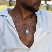 クロスペンダント刻印メンズネックレス ・ スターリングシルバー