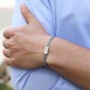 ミラン名入れブレスレット・暗いスターリングシルバー