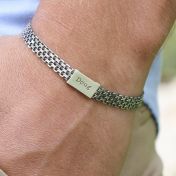 ミラン名入れブレスレット・暗いスターリングシルバー