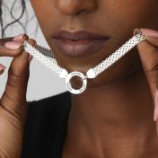 ファミリーサークルヘリンボーン名入れネックレス［スターリングシルバー］