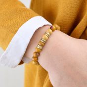 天然ジャスパー名入れレーデイスブレスレット［ゴールドメッキ］