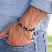 オニキス＆ラピス ネ名入れブレスレット・ スターリングシルバー