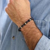 オニキス＆ラピス ネ名入れブレスレット・ スターリングシルバー