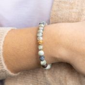 ピカソジャスパーレディース名入れブレスレット[スターリングシルバー]