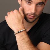 ピカソジャスパーメンズ名入れブレスレット・スターリングシルバー