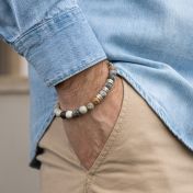 ピカソジャスパーメンズ名入れブレスレット・スターリングシルバー