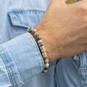 ピカソジャスパーメンズ名入れブレスレット・スターリングシルバー